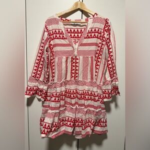 Bindu Red and White Geometric Pattern Dress